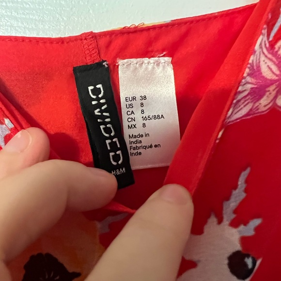 NWT divided 8 floral summer dress red yellow spaghetti strap - Picture 10 of 10